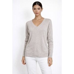 Banana Republic Sweater Womens Small Beige Linen Blend V-Neck Pullover Knit Top